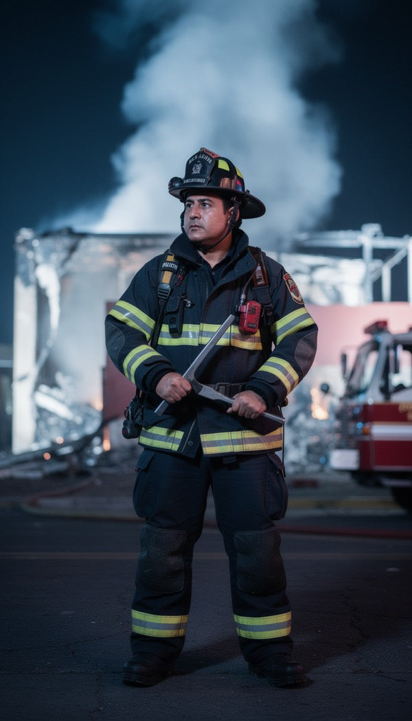 Bombero con equipo de respuesta