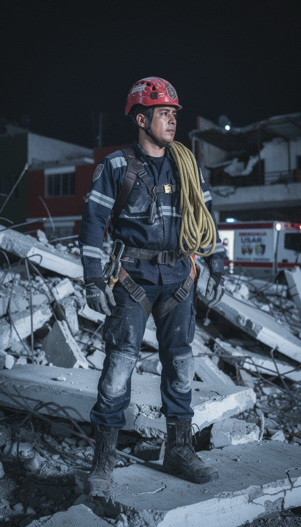 Rescatista USAR entre estructuras colapsadas