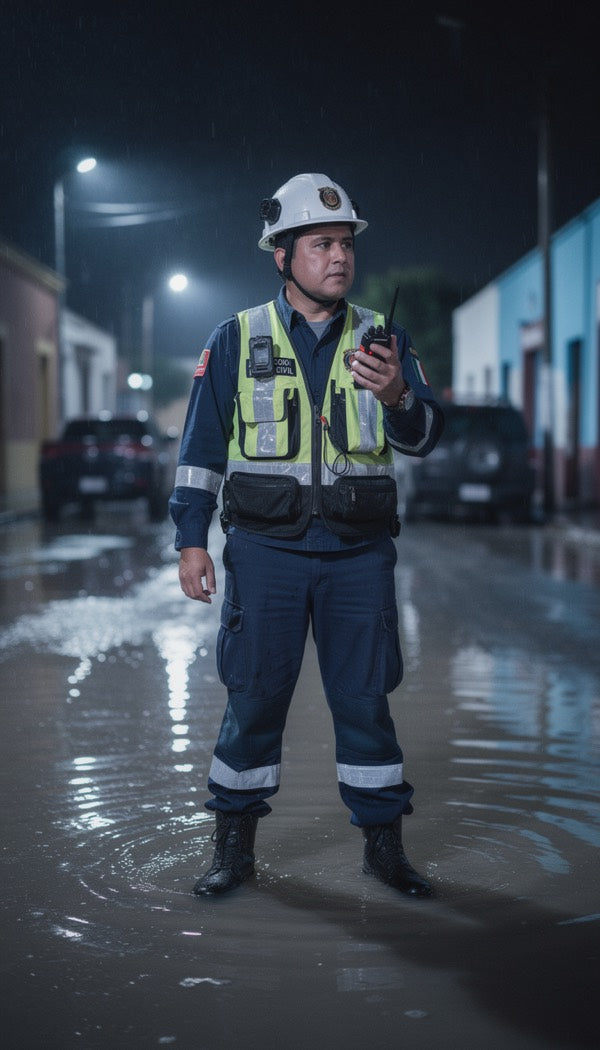 Integrante de Protección Civil en una zona de respuesta